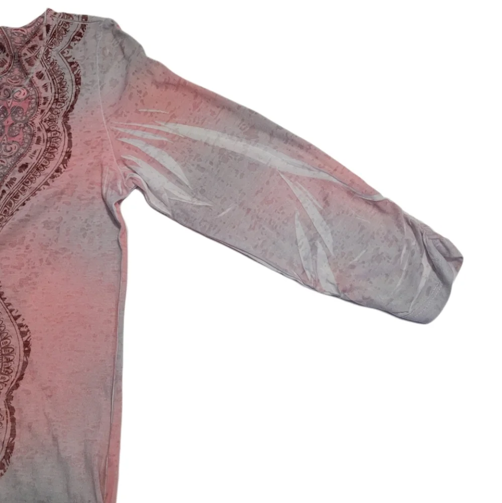 NWOT Style & Co Women's Size Small 3/4 Sleeve Embellished Top Multicolor